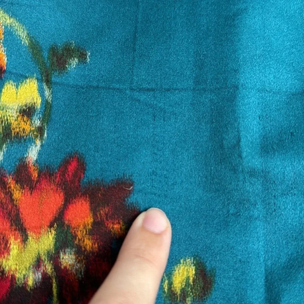 Dolce & Gabbana Blue Floral Silk Skirt Size 44 Vintage